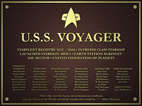 U.s.s. Voyager Dedication Plaque